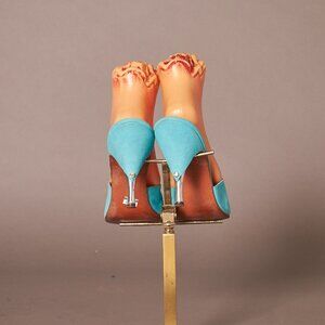 1950s Teal Ferncraft Spring-O-Lators Heels Shoes